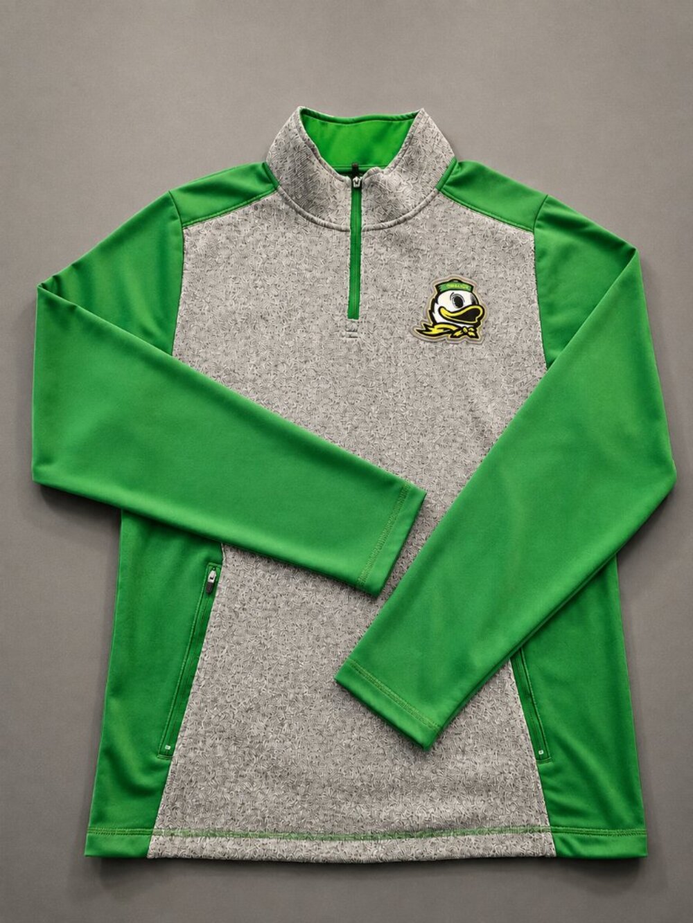 Box Seat Clothing Co. Oregon Ducks Quarter Zip Pullover Green Gray Size M